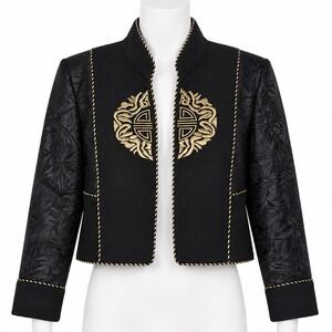 Vintage‎ Night Lights Asian Inspired Cropped Jacket 10 Art To Wear Evening Glam